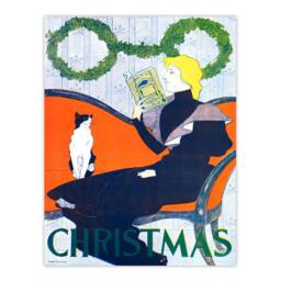 Artery8 Edward Penfield Framed Wall Art Vintage Christmas Woman With Cat in Red - Size: A4 - thumbnail 3