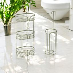 Showerdrape Dante Freestanding Floor Caddy & Toilet Roll Holder in Green