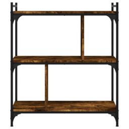 Berkfield Home Bookcase 3-Tier Smoked Oak 76x32x88 cm Engineered Wood in Brown - Size: 76 x 32 x 88 cm - thumbnail 4