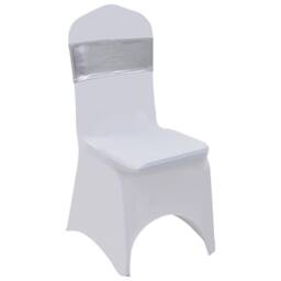 Berkfield Home 25 pcs Stretchable Chair Band with Diamond Buckle Silver - thumbnail 2