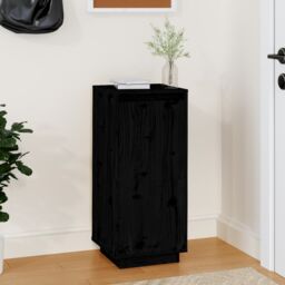 Berkfield Home Shoe Cabinet Black 35x35x80 cm Solid Wood Pine - Size: 35 x 35 x 80 cm - thumbnail 1