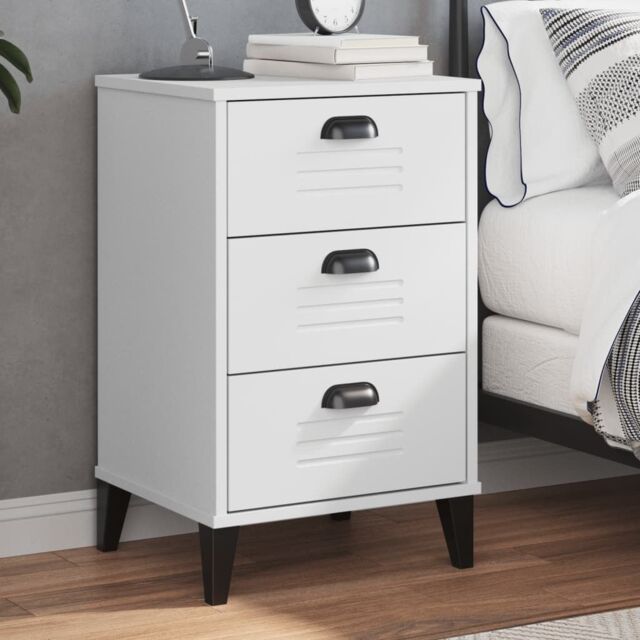 Berkfield Home Bedside Cabinet VIKEN White Engineered Wood - image 1