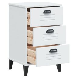 Berkfield Home Bedside Cabinet VIKEN White Engineered Wood - thumbnail 5