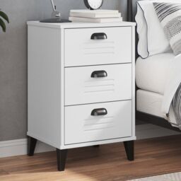 Berkfield Home Bedside Cabinet VIKEN White Engineered Wood - thumbnail 1