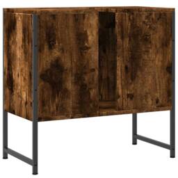 Berkfield Home Sturdy Bathroom Sink Cabinet Smoked Oak 60x33x60 cm Engineered Wood in Brown - Size: 60 x 33 x 60 cm - thumbnail 8