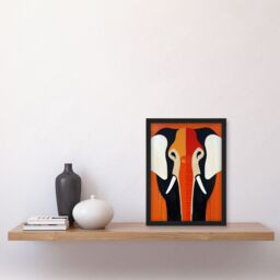 "Artery8 Elephant Orange White Black Graphic Design Framed Art Print - Size: W12"" x H16""" - thumbnail 4