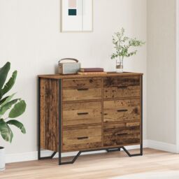Berkfield Home Chest of Drawers Old Wood 91x35.5x74.5 cm Engineered Wood in Brown - thumbnail 1