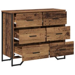 Berkfield Home Chest of Drawers Old Wood 91x35.5x74.5 cm Engineered Wood in Brown - thumbnail 5