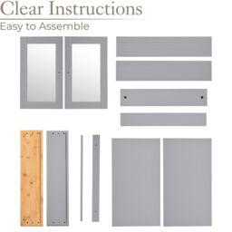 Christow Bathroom Mirrored Cabinet White Grey Wooden Double Wall Mounted Storage Unit - thumbnail 5