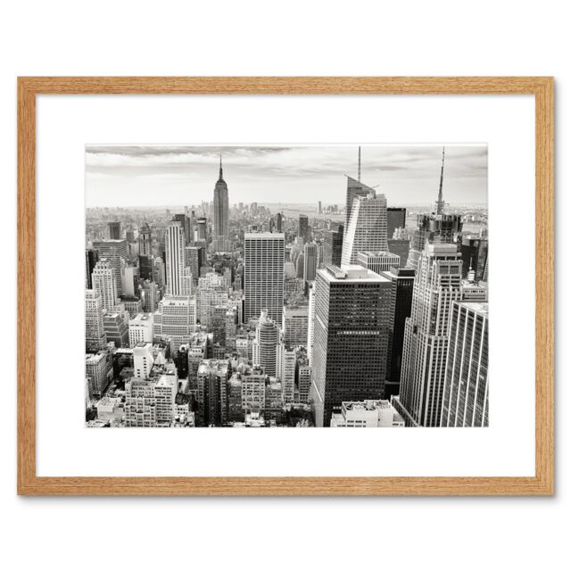"Artery8 Wall Art Print Jilden Rockefeller Center New York BW USA Framed in Beige - Size: W7"" x H9""" - image 1