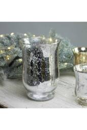 KDMD Medium Shiny Speckle Silver Hurricane Vase 2 Pack