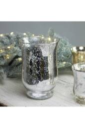 KDMD Medium Shiny Speckle Silver Hurricane Vase 2 Pack - thumbnail 3