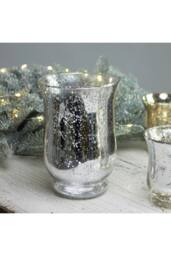 KDMD Medium Shiny Speckle Silver Hurricane Vase 2 Pack - thumbnail 2