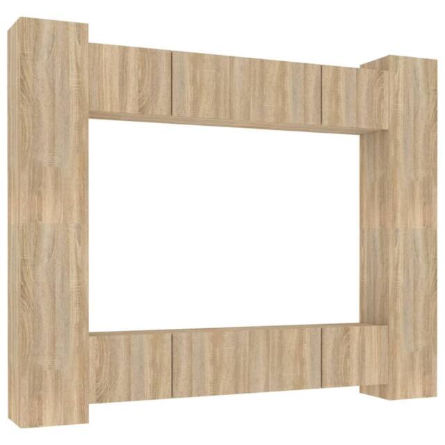 Berkfield Home 8 Piece TV Cabinet Set Sonoma Oak Engineered Wood in Light Tan - image 1