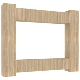 Berkfield Home 8 Piece TV Cabinet Set Sonoma Oak Engineered Wood in Light Tan - thumbnail 1