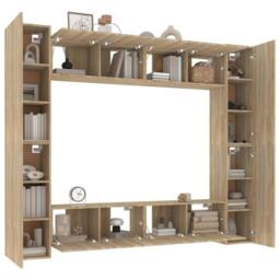 Berkfield Home 8 Piece TV Cabinet Set Sonoma Oak Engineered Wood in Light Tan - thumbnail 4