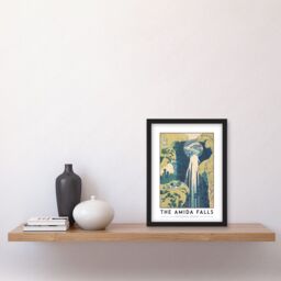 Artery8 Katsushika Hokusai The Amida Falls Painting Artwork Framed Wall Art Print A4 in Black - thumbnail 2