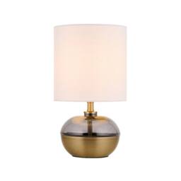 Pagazzi Emmy Antique Brass & Smoke Glass Table Lamp in Gold - thumbnail 7