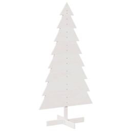 Berkfield Home Wooden Christmas Tree for Decoration White 150 cm Solid Wood Pine - thumbnail 2