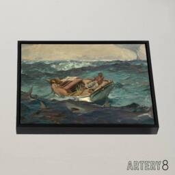 "Artery8 Homer The Gulf Stream Painting Wall Framed Canvas Wall Art Print in Blue - Size: W18"" x H24""" - thumbnail 2