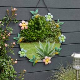 Garden Greatness Hanging Floral Hummingbird Garden Mirror in Black - Size: 1 Pack - thumbnail 1