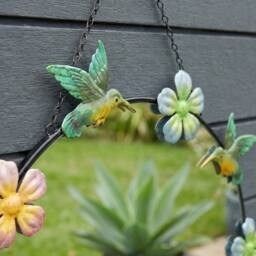 Garden Greatness Hanging Floral Hummingbird Garden Mirror in Black - Size: 1 Pack - thumbnail 2