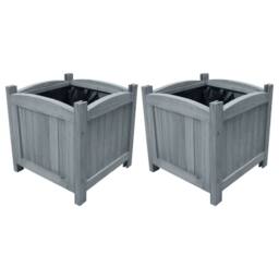 Berkfield Home Garden Raised Beds 2 pcs 30x30x30 cm Solid Firwood in Grey - Size: 30 x 30 x 30 cm - thumbnail 2