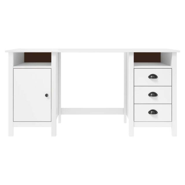 Berkfield Home Desk Hill White 150x50x74 cm Solid Pine Wood - Size: 150 x 50 x 74 cm - image 1