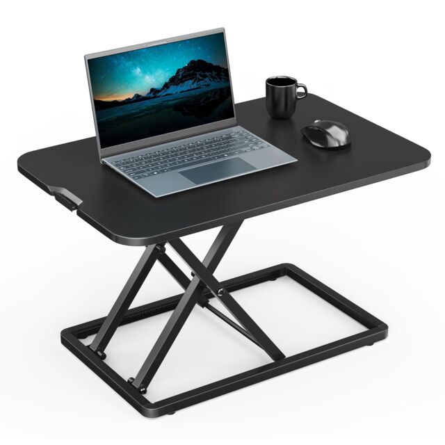 VonHaus Height Adjustable Five Height Setting X-Frame Standing Desk Converter in Black - image 1