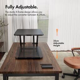 VonHaus Height Adjustable Five Height Setting X-Frame Standing Desk Converter in Black - thumbnail 3