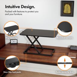 VonHaus Height Adjustable Five Height Setting X-Frame Standing Desk Converter in Black - thumbnail 4