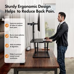VonHaus Height Adjustable Five Height Setting X-Frame Standing Desk Converter in Black - thumbnail 5
