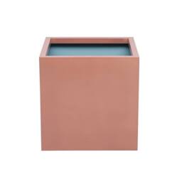Primrose Outdoor Zinc Square Cube Planter Copper Finish Weather Resistant 60cm