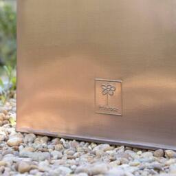 Primrose Outdoor Zinc Square Cube Planter Copper Finish Weather Resistant 60cm - thumbnail 3