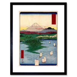 "Artery8 Wall Art Print Painting Japan Woodblock Noge Yokohama Artwork Framed 9X7 Inch in Black - Size: W7"" x H9""" - thumbnail 1