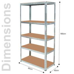 FLAVORA 5 TIER - STEEL Heavy Duty 5 Tier Garage Storage Shelving in Metallic Silver - Size: 0.6m2 - thumbnail 2
