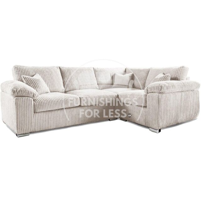 Furnishings For Less UK Delta Large 4 Seater Corner Sofa Right Hand Facing Jumbo Cord L Shape in Cream - image 1