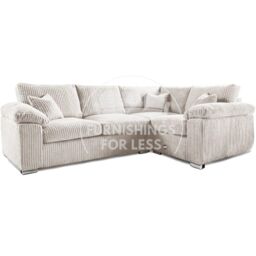 Furnishings For Less UK Delta Large 4 Seater Corner Sofa Right Hand Facing Jumbo Cord L Shape in Cream