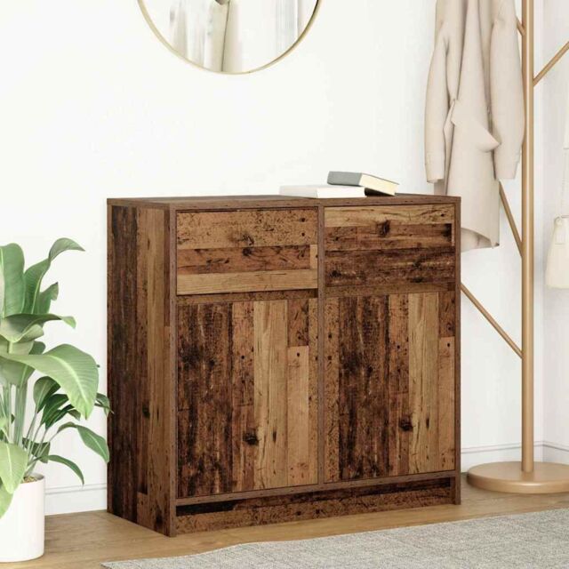Berkfield Home Sideboard with Drawer Old Wood 80x34x76 cm Engineered Wood in Brown - Size: 80 x 34 x 76 cm - image 1