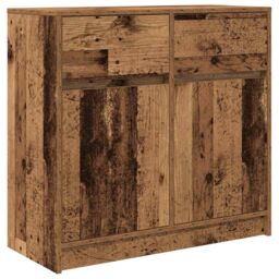 Berkfield Home Sideboard with Drawer Old Wood 80x34x76 cm Engineered Wood in Brown - Size: 80 x 34 x 76 cm - thumbnail 2