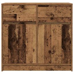 Berkfield Home Sideboard with Drawer Old Wood 80x34x76 cm Engineered Wood in Brown - Size: 80 x 34 x 76 cm - thumbnail 6