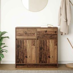 Berkfield Home Sideboard with Drawer Old Wood 80x34x76 cm Engineered Wood in Brown - Size: 80 x 34 x 76 cm - thumbnail 3