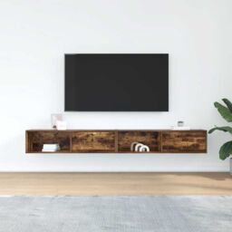 Berkfield Home TV Cabinets 2 pcs Smoked Oak 100x31x25.5 cm Engineered Wood in Brown - thumbnail 3