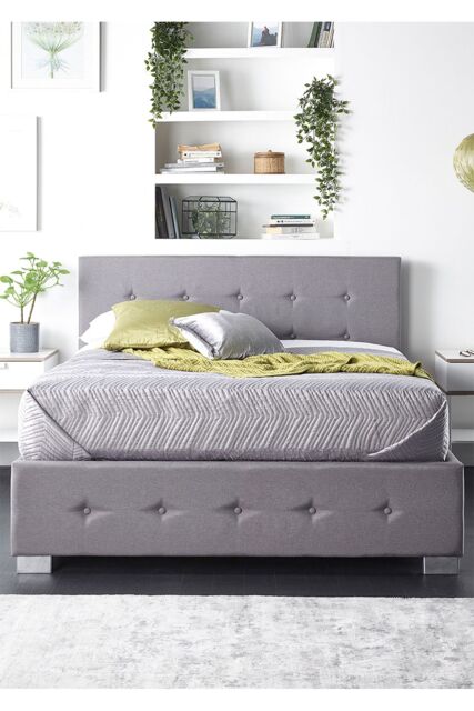 Aspire Side Opening Ottoman Storage in Grey Linen - Size: Small Double - image 1