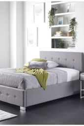 Aspire Side Opening Ottoman Storage in Grey Linen - Size: Small Double - thumbnail 3