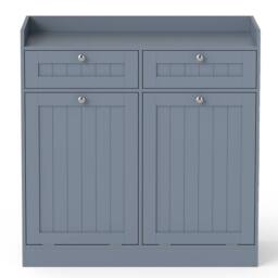 Costway Tilt-Out Laundry Hamper Cabinet Bathroom Storage Unit w/2 Drawers in Grey - thumbnail 5