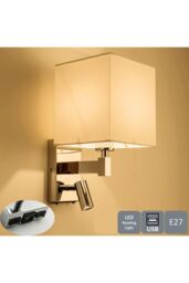 Harper Living Wall Light with switches Adjustable LED Reading Light Square Shade in Silver - thumbnail 3