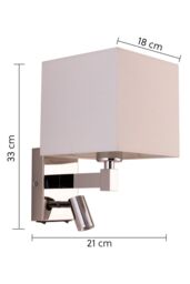 Harper Living Wall Light with switches Adjustable LED Reading Light Square Shade in Silver - thumbnail 6