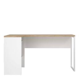 Wyld Haus Billabong White & Natural Oak Corner Desk with 2 Drawers - thumbnail 3