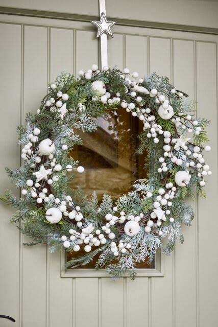 Dibor Shooting Star Orchard Xmas Front Door Wreath Christmas Wreath 50cm in White - image 1